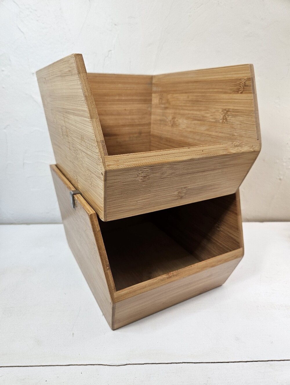Seville Classics 2-Piece Stackable Bamboo Bin Organizer Set